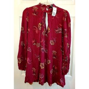 Forever 21‎ Women's size S boho keyhole plum color blouse New